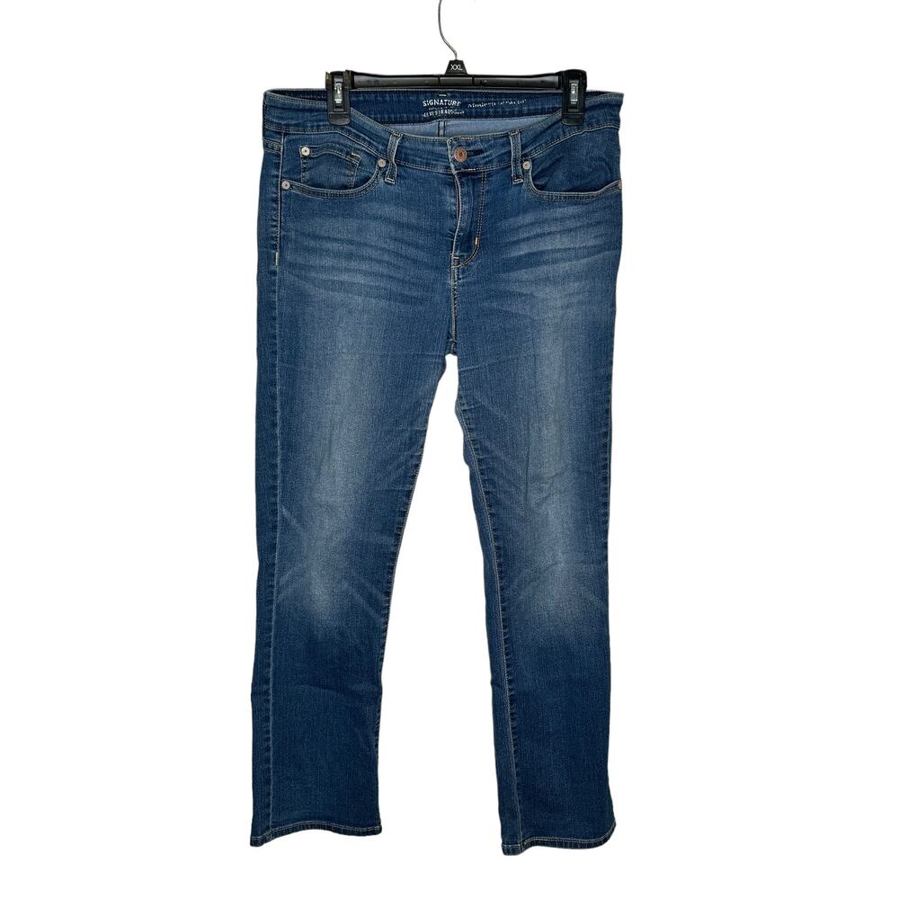 Levis Strauss Women's Jeans Mid-Rise Stretch Modern Straight Leg Denim Blue 33